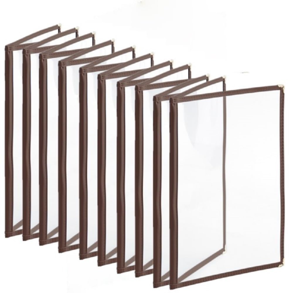 8-1/2” x 11” Double Fold Restaurant Menu Covers 2 Page 4 View Set of 10- Crystal Clear Menu Covers Fits A4 Size Paper Menu Sleeve Folder Menu Book Holders for Bar Cafe Restaurant