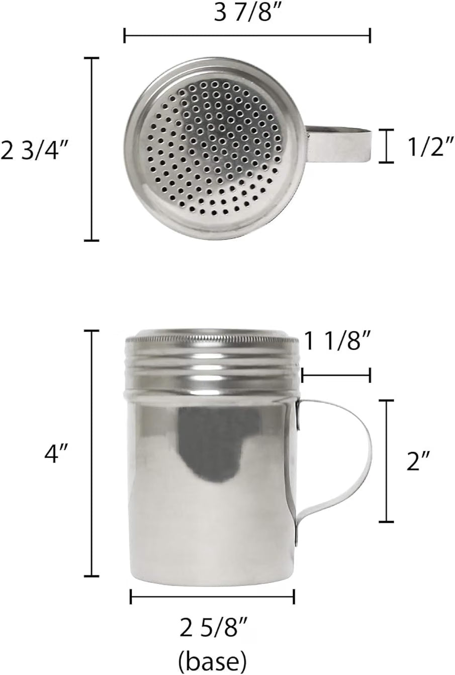 10 oz. Dredge Shaker with/without Handle Aluminum Set of 2 - Seasonings Spice Shakers With Holes and Lids Ideal for Salt Spice Sugar Flour Perfect for Home Kitchen