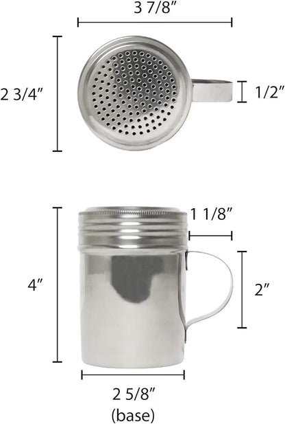 10 oz. Dredge Shaker with/without Handle Aluminum Set of 2 - Seasonings Spice Shakers With Holes and Lids Ideal for Salt Spice Sugar Flour Perfect for Home Kitchen