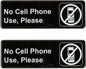 9" x 3" No Cell Phone Use Sign with Easy Peel Self-Adhesive White on Black Color Set of 2- Door Sign Waterproof Self Adhesive Store Signs Indoor/Outdoor Warning Marker Home Business Use