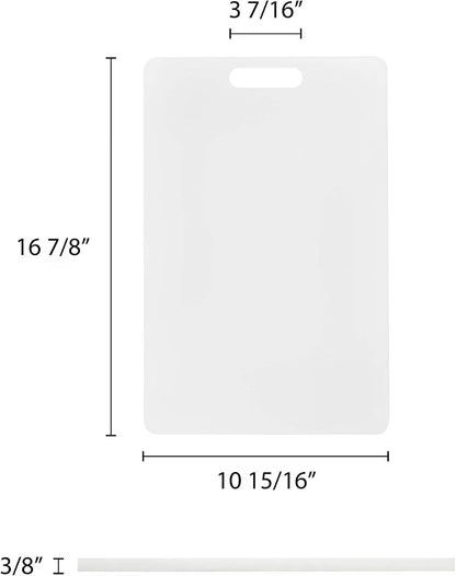 Utility Cutting Board White Plastic with Handle- Non-Skid Plastic Chopping Board Cutting Board for Kitchen Meat Vegetables Fruits Home Restaurants Dishwasher Safe