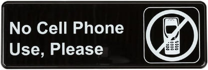 9" x 3" No Cell Phone Use Sign with Easy Peel Self-Adhesive White on Black Color Set of 2- Door Sign Waterproof Self Adhesive Store Signs Indoor/Outdoor Warning Marker Home Business Use