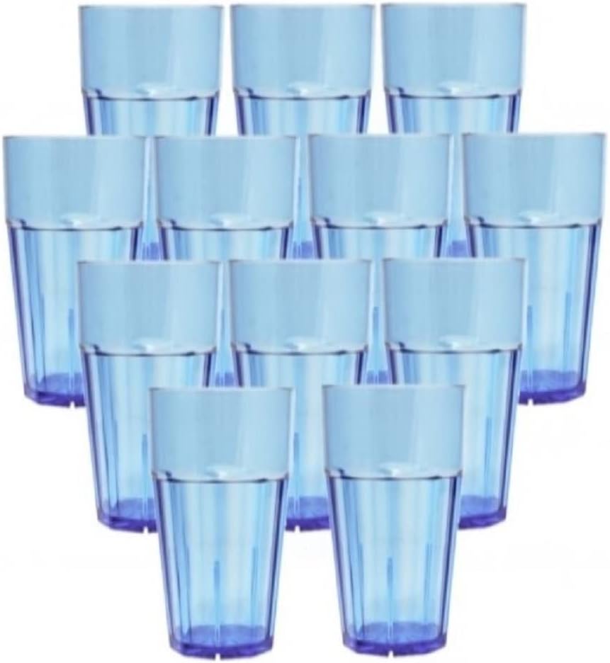 Diamond Tumbler/Drinking Cups Polycarbonate Set of 12-Premium Iced Tea Glasses Stackable Reusable Drinking Glasses Dishwasher Safe Break-Resistant for Home Restaurants