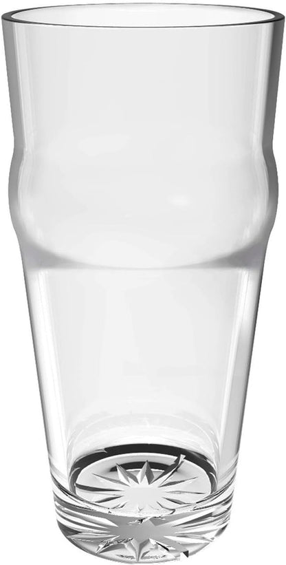 English Pub Glass Polycarbonate with Starburst Heavy Base Clear Color Comes in each- Pint Glass British Beer Glass Classics Craft Beer Glass Tumbler Pub Beer Glass