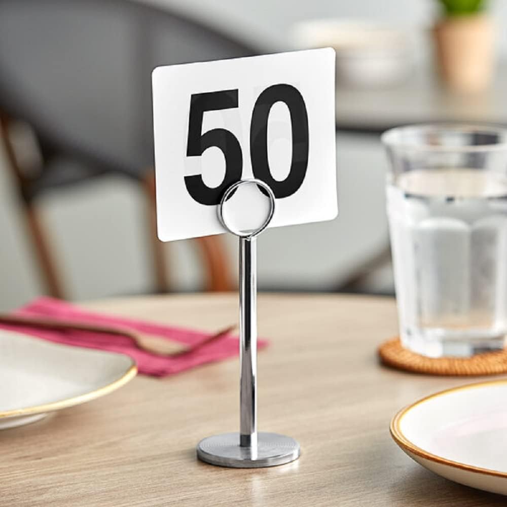 Plastic Table Numbers 4" x 4" Black on White Color Double Sided- Plastic Restaurant Wedding Table Number Cards Signs for Party Banquets Wedding Reception and Restaurants