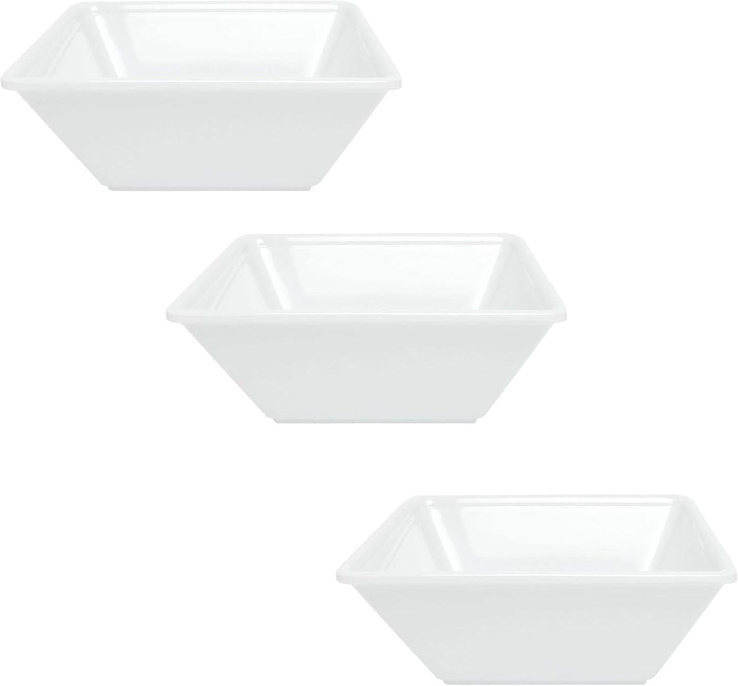 Square Bowl Passion Melamine Set of 3 - Dishwasher Safe Break-Resistant Serving Bowl Soup Bowl for Salads Rice Pasta Dessert Side Dishes Home Restaurants