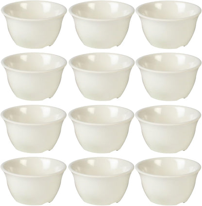 Bouillon Cup Color Melamine Set of 12- Dishwasher Safe Break-Resistant Reusable Bowls Serving Soup Bowl Broth Cups Soup Bowls Ice Cream Dipping Sauce