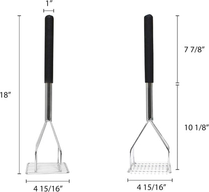 Square Shape Potato Masher with Handle-Masher Kitchen Tool Potato Smasher Food Masher Utensil Hand Masher Perfect for Bean Vegetable Fruits Avocado Meat
