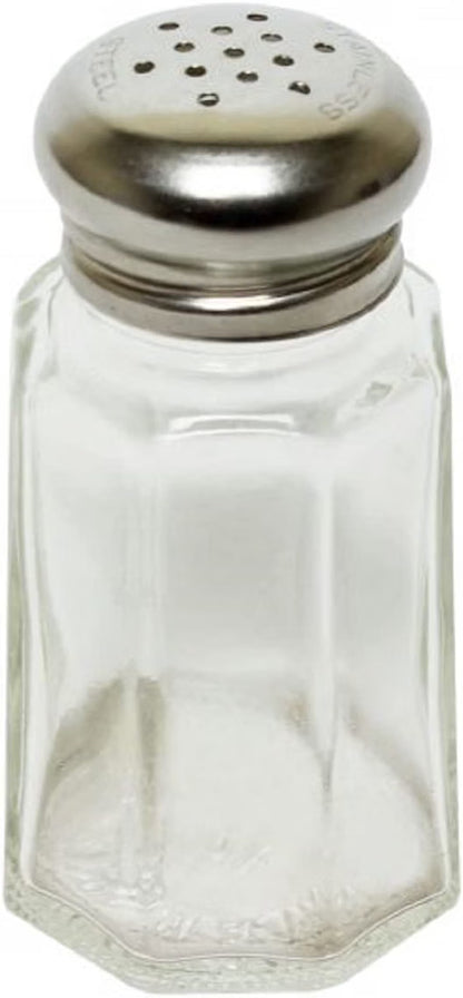 Paneled Spices Glass Shaker with Stainless Steel Cap Set of 12- Paneled design Spice Shakers Salt Pepper Shakers Spice Jars Table Accessories Counter for Kitchen Restaurants