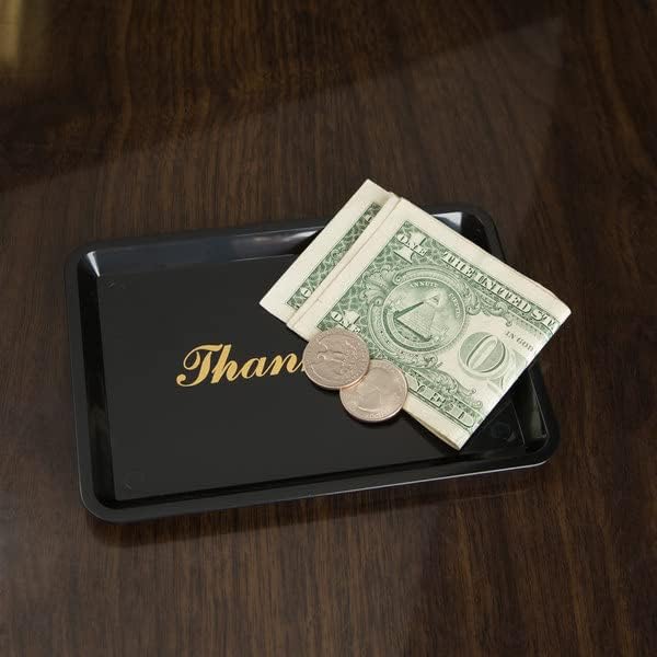 4 1/2" x 6 1/2" Plastic Tip Tray with Gold Thank You Imprint Color Set of 12 -Check Presenters for Restaurants Check Tip Trays Check Holders for Restaurants Bars Hotels