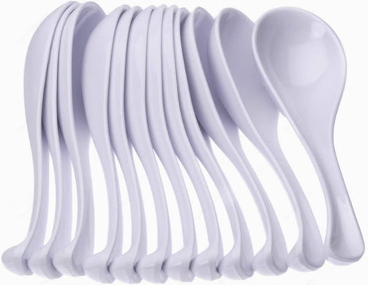 1 oz Asian Soup Spoon Melamine Set of 12 - Break-Resistant Soup Spoons, Table Spoons, Ramen Spoons, Japanese Soup Spoons for Dumpling, Miso, Pho, Wonton, Noodles