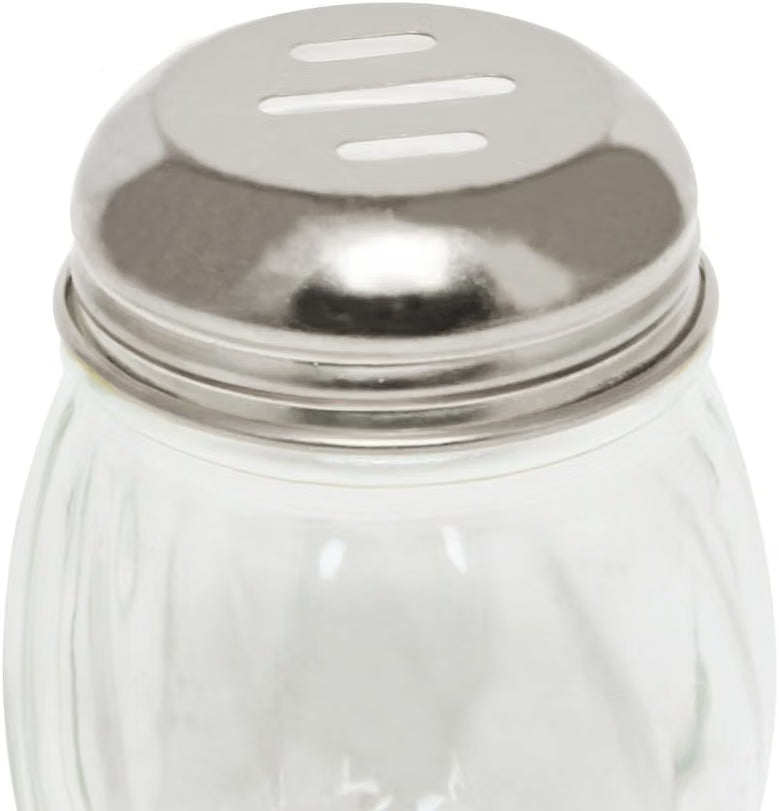 6 oz. Stainless Steel Slotted Swirl Glass Cheese Shaker Set of 12- Swirl design for Spices Parmesan Cheese Spice Shakers Salt & Pepper Shakers