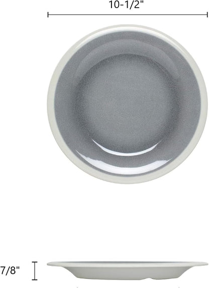 Graham Round Dinner Plates Wide Rim Melamine Set of 12- Dishwasher Safe Break-Resistant Reusable Plates Kitchen Plates Dinnerware Dishes for Home Kitchen Restaurants