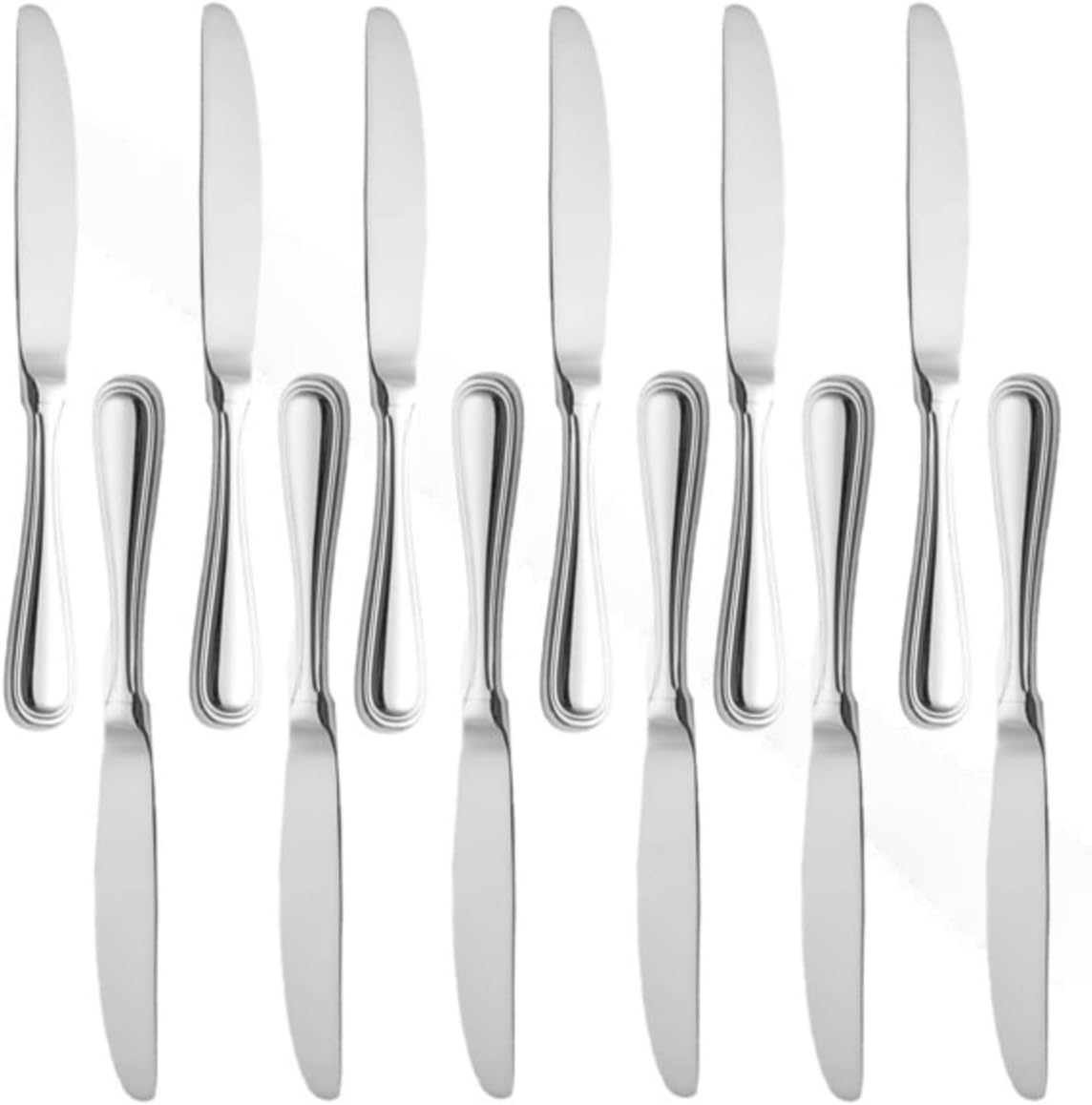 True Silverware Atlantic Set of 12- Stainless Steel Flatware Silverware Cutlery Kitche ...