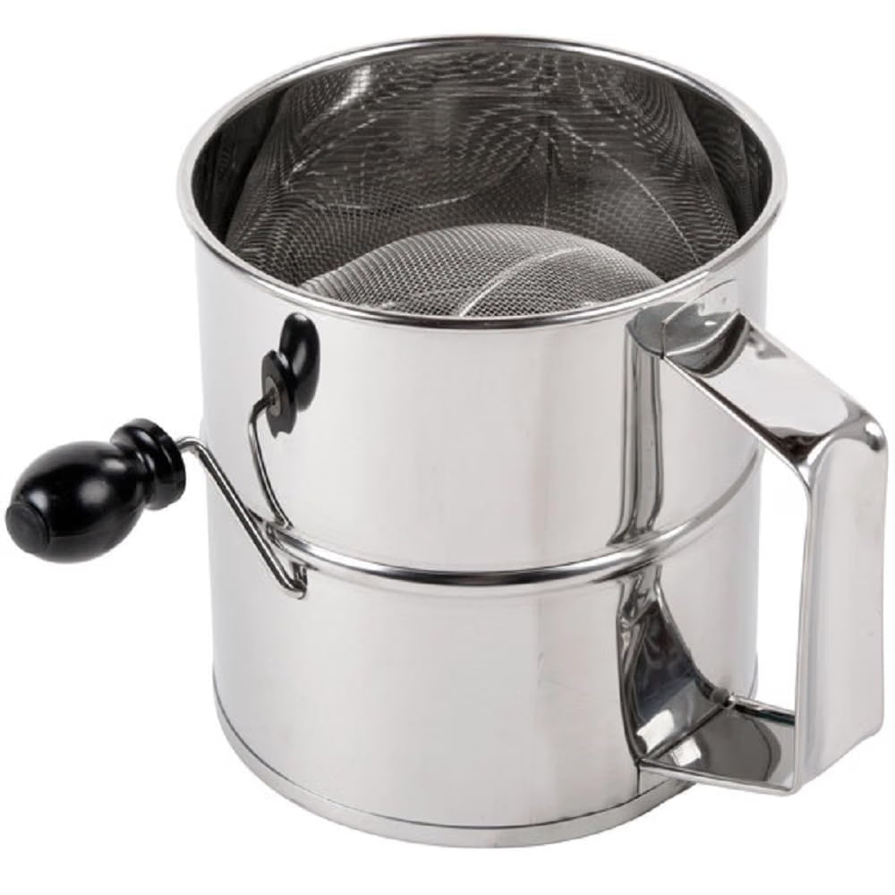 8 Cup Stainless Steel Flour Sifter with Four Wire agitator to sift flour Mirror finish - Mesh Baking Sifter Quick Sifting Flour Sifter Crank Sifter Flour for Baking Cakes and Spices