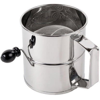 8 Cup Stainless Steel Flour Sifter with Four Wire agitator to sift flour Mirror finish - Mesh Baking Sifter Quick Sifting Flour Sifter Crank Sifter Flour for Baking Cakes and Spices