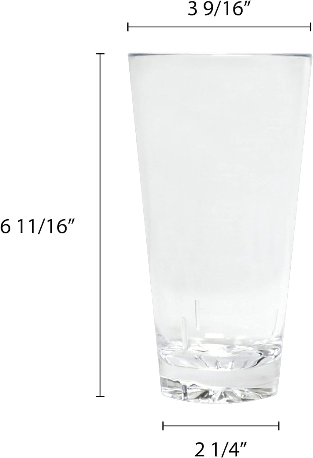 Mixing Glass Polycarbonate with Starburst Heavy Base Clear Color Comes in each- Beverage Plastic Drinking Glass Shatterproof Drinking Cup Reusable Drinking Tumbler Plastic