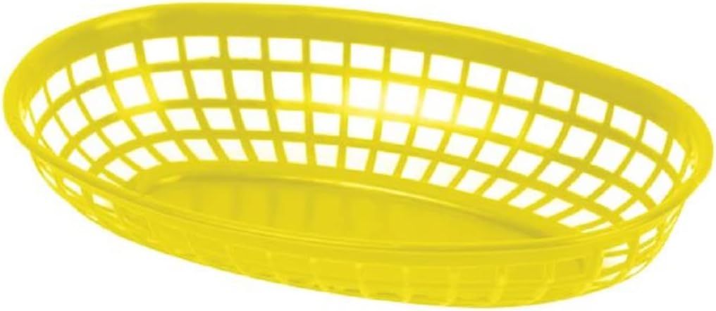Fast Food Basket Plastic Set of 12- Fry Fast Food Reusable Foodservice Restaurant Diner Tray Plates Restaurant Deli Serving Chicken Burgers Sandwiches & Fries
