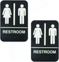 6" x 9" Restroom Sign with Braille Easy Peel Self-Adhesive White on Black Color Set of 2- Waterproof Self Adhesive Store Signs Indoor/Outdoor Warning Marker Home Business Use