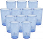Pebbled Tumbler Drinking Cups Set of 12 - Reusable Premium Water Iced Tea Glasses Drinking Glasses Stackable Dishwasher Safe Break-Resistant for Home and Restaurants