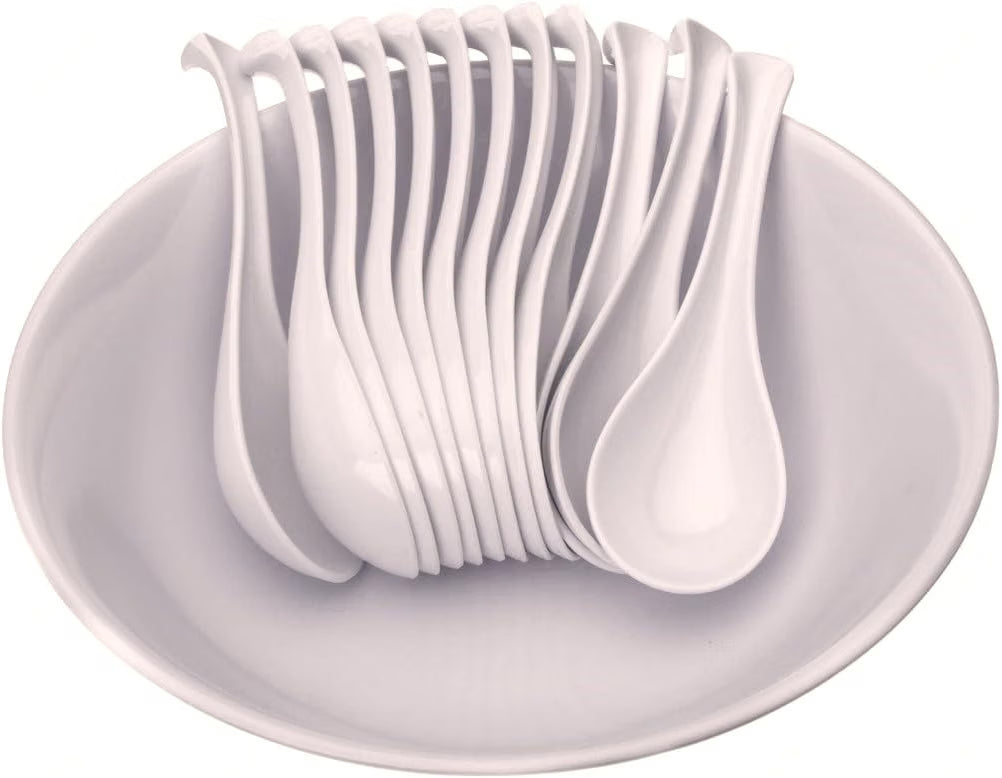 1 oz Asian Soup Spoon Melamine Set of 12 - Break-Resistant Soup Spoons, Table Spoons, Ramen Spoons, Japanese Soup Spoons for Dumpling, Miso, Pho, Wonton, Noodles