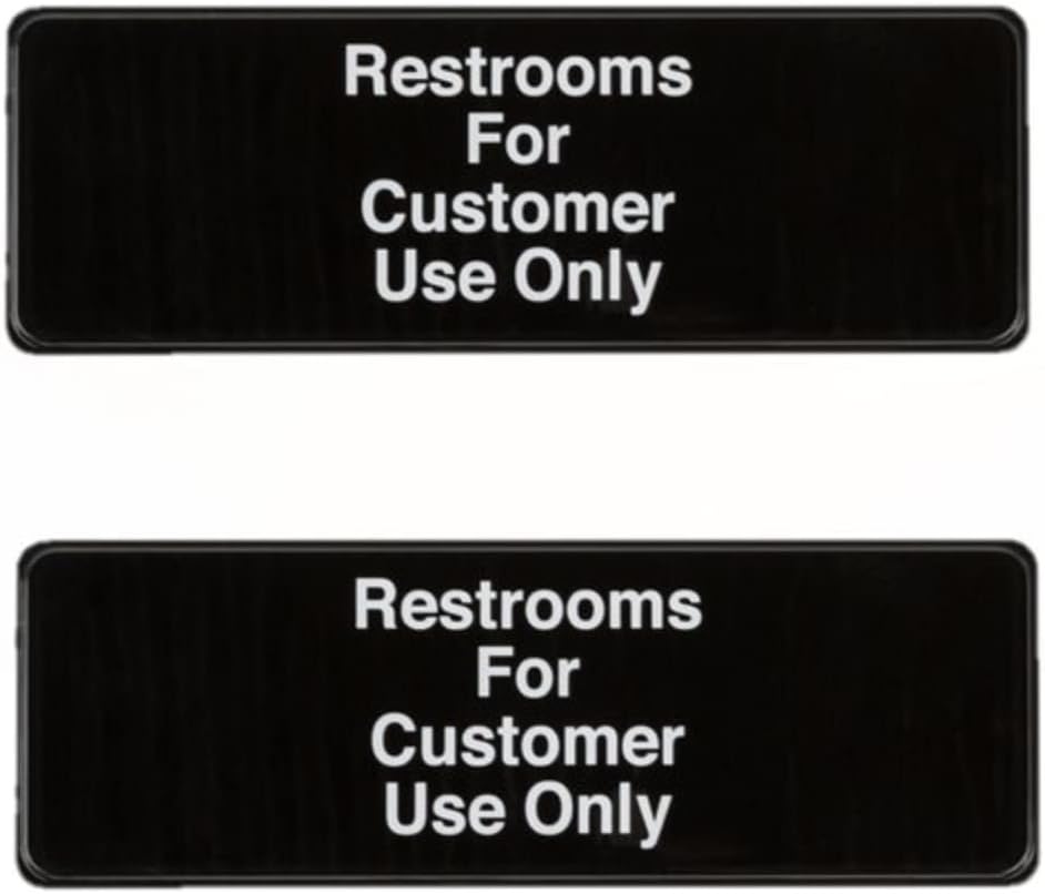 9" x 3" Restroom For Customers Use Only Sign with Easy Peel Self-Adhesive White on Black Color Set of 2- Door Sign Waterproof Self Adhesive Store Signs Indoor/Outdoor Warning Marker Home Business Use