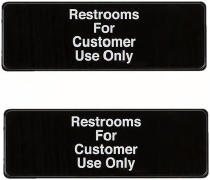 9" x 3" Restroom For Customers Use Only Sign with Easy Peel Self-Adhesive White on Black Color Set of 2- Door Sign Waterproof Self Adhesive Store Signs Indoor/Outdoor Warning Marker Home Business Use