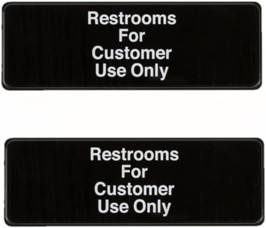 9" x 3" Restroom For Customers Use Only Sign with Easy Peel Self-Adhesive White on Black Color Set of 2- Door Sign Waterproof Self Adhesive Store Signs Indoor/Outdoor Warning Marker Home Business Use
