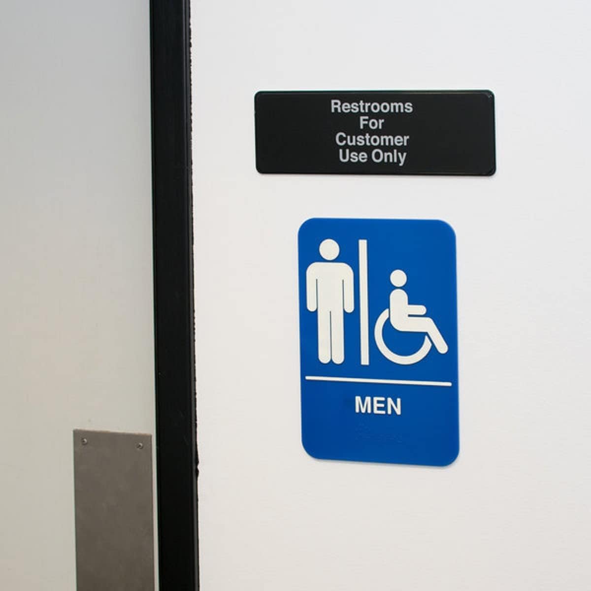 9" x 3" Restroom For Customers Use Only Sign with Easy Peel Self-Adhesive White on Black Color Set of 2- Door Sign Waterproof Self Adhesive Store Signs Indoor/Outdoor Warning Marker Home Business Use