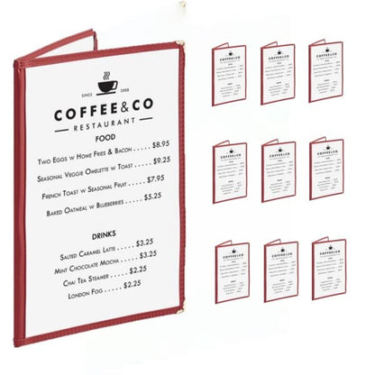 8-1/2” x 11” Double Fold Restaurant Menu Covers 2 Page 4 View Set of 10- Crystal Clear Menu Covers Fits A4 Size Paper Menu Sleeve Folder Menu Book Holders for Bar Cafe Restaurant