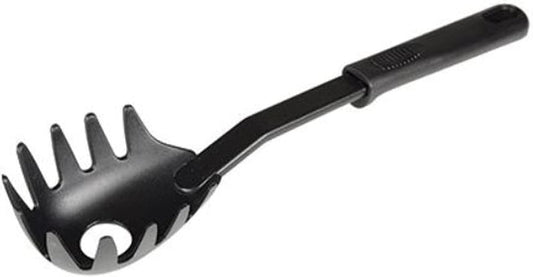 11 3/8” Spaghetti Pasta Fork Nylon Heat Resistant Black Color- Kitchen Serving Fork Noodle Spoon Server Spaghetti Strainer Best Cooking Tools Spaghetti Spoon Pasta Spoon