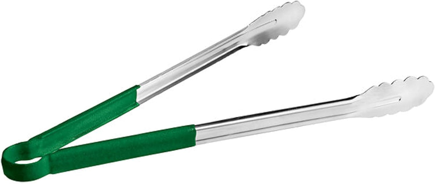 Stainless Steel Kitchen Tong with Non-Slip Coated Handles- Kitchen Tongs Metal Food Tongs Premium Stainless Steel Tongs for Cooking Food Salad Grilling Barbecue BBQ Buffet