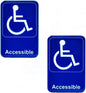 6" x 9" Wheelchair Accessible Restroom Sign with Easy Peel Self-Adhesive White on Blue Color Set of 2- Waterproof Self Adhesive Store Signs Indoor/Outdoor Warning Marker Home Business Use