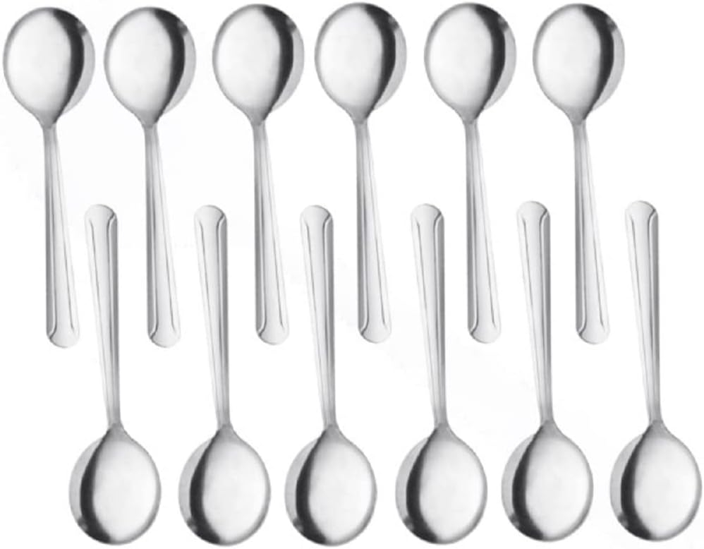 Domilion Stainless Steel Set of 12- Stainless Steel Flatware Silverware Cutlery Kitchen Tableware Set for Home Restaurant for Stirring Coffee Dessert Ice Cream Cappuccino