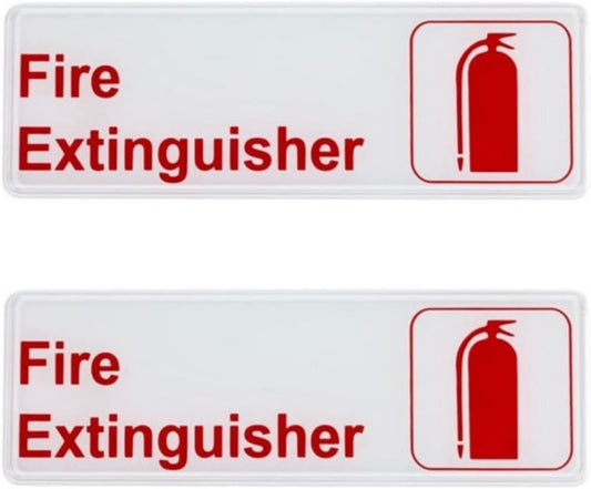 9" x 3" Fire Extinguisher Sign with Easy Peel Self-Adhesive Red on White Color Set of 2- Door Sign Waterproof Self Adhesive Store Signs Indoor/Outdoor Warning Marker Home Business Use