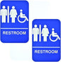 6" x 9" Restroom/Accessible Sign with Braille Easy Peel Self-Adhesive White on Blue Color Set of 2- Waterproof Self Adhesive Store Signs Indoor/Outdoor Warning Marker Home Business Use