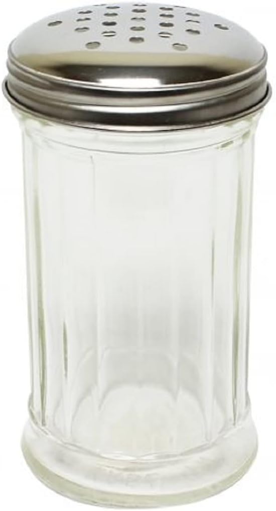 12 oz. Sugar Cheese Shaker Pourer with Stainless Steel  Set of 12- Paneled design Sugar Cinnamon Sugar Pepper Powder Cocoa Shaker for Kitchen and Restaurants