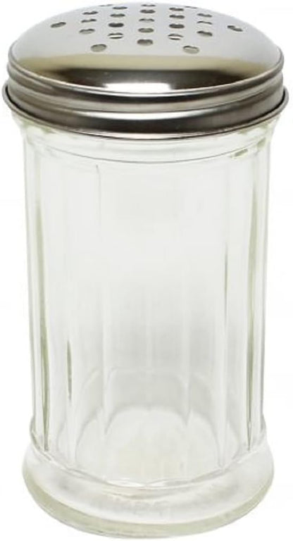 12 oz. Sugar Cheese Shaker Pourer with Stainless Steel  Set of 12- Paneled design Sugar Cinnamon Sugar Pepper Powder Cocoa Shaker for Kitchen and Restaurants