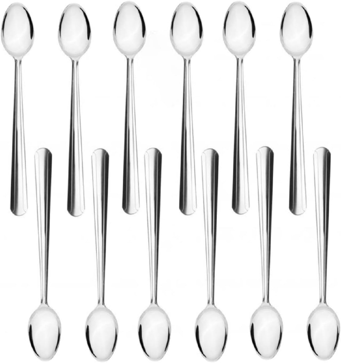 Domilion Stainless Steel Set of 12- Stainless Steel Flatware Silverware Cutlery Kitchen Tableware Set for Home Restaurant for Stirring Coffee Dessert Ice Cream Cappuccino