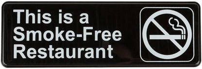 9" x 3" This is a Smoke-Free Restaurant Sign with Easy Peel Self-Adhesive White on Black Color Set of 2- Door Sign Waterproof Self Adhesive Store Signs Indoor/Outdoor Warning Marker Home Business Use