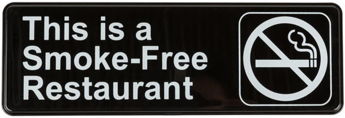 9" x 3" This is a Smoke-Free Restaurant Sign with Easy Peel Self-Adhesive White on Black Color Set of 2- Door Sign Waterproof Self Adhesive Store Signs Indoor/Outdoor Warning Marker Home Business Use