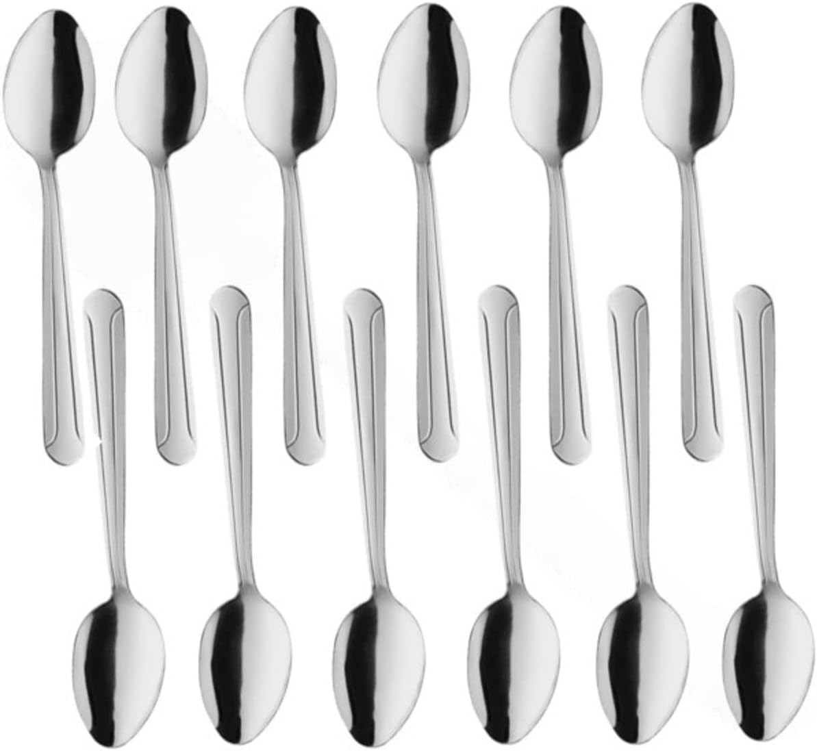 Domilion Stainless Steel Set of 12- Stainless Steel Flatware Silverware Cutlery Kitchen Tableware Set for Home Restaurant for Stirring Coffee Dessert Ice Cream Cappuccino