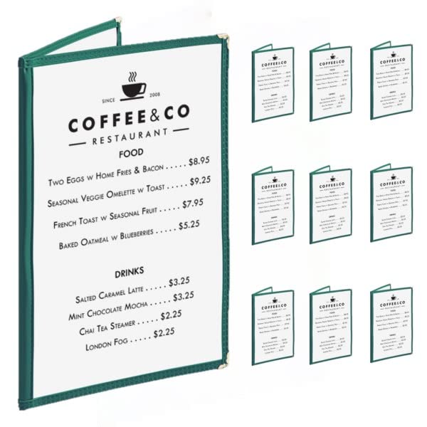 8-1/2” x 11” Double Fold Restaurant Menu Covers 2 Page 4 View Set of 10- Crystal Clear Menu Covers Fits A4 Size Paper Menu Sleeve Folder Menu Book Holders for Bar Cafe Restaurant