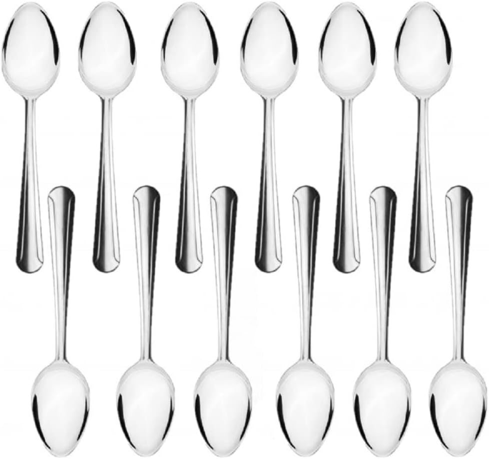 Domilion Stainless Steel Set of 12- Stainless Steel Flatware Silverware Cutlery Kitchen Tableware Set for Home Restaurant for Stirring Coffee Dessert Ice Cream Cappuccino
