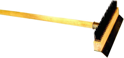 Pizza Oven Brush with Scraper Black Metal Wire Brush with Wooden Handle-Pizza Oven Cleaning Brush for Pizza Stone Grill Brush Outdoor BBQ Cleaning Oven Accessories