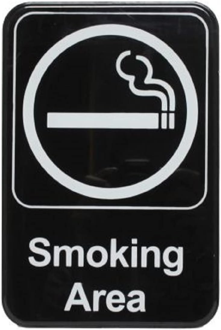 6" x 9" Smoking Area Sign with Easy Peel Self-Adhesive White on Black Color Set of 2- Waterproof Self Adhesive Store Signs Indoor/Outdoor Warning Marker Home Business Use