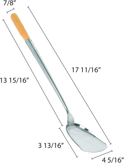 Stainless Steel Wok Spatula with  Wooden Handle- Wok Cooking Utensil Wok Spatula Wide Metal Spatula for Fish Eggs Pancakes Wok