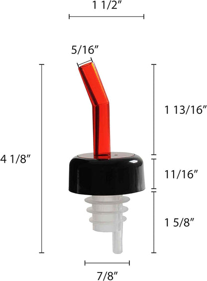 Flow Liquor Pourer with Black Collar Acrylonitrile Set of 12- Liquor Bottle Pourers Shot Dispenser Liquor Bottle Pourers Alcohol Pourers Bar Bartender Accessories