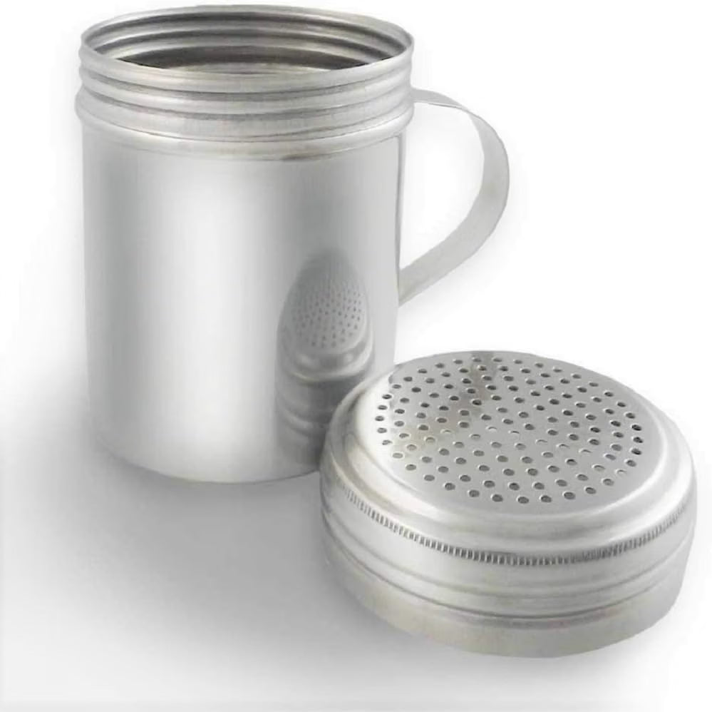 10 oz. Dredge Shaker with/without Handle Aluminum Set of 2 - Seasonings Spice Shakers With Holes and Lids Ideal for Salt Spice Sugar Flour Perfect for Home Kitchen