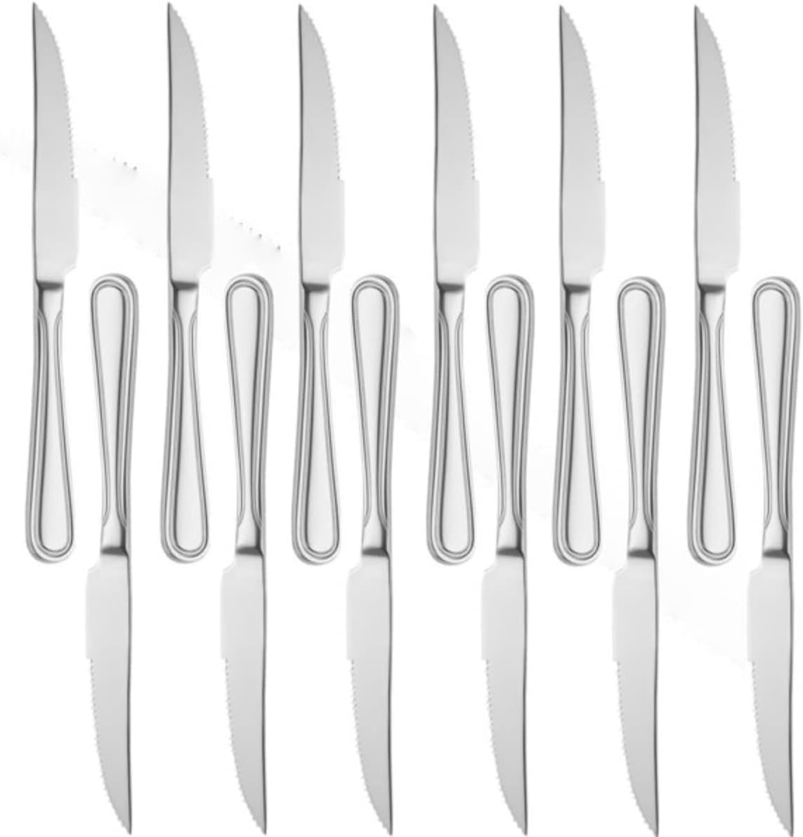 True Silverware Atlantic Set of 12- Stainless Steel Flatware Silverware Cutlery Kitche ...